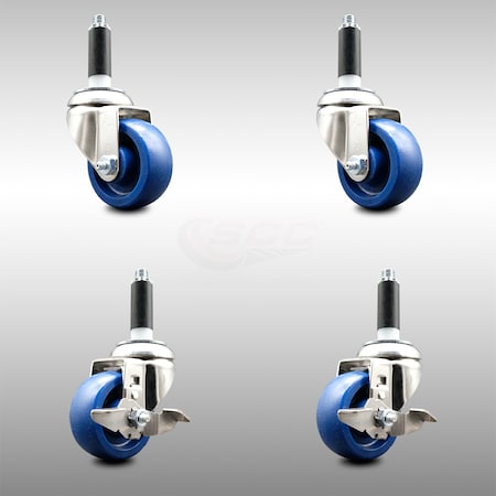 Service Caster 3 Inch 316SS Solid Poly Swivel 7/8 Inch Expanding Stem Caster Brake SCC, 2PK SCC-SS316EX20S314-SPUS-2-TLB-2-78